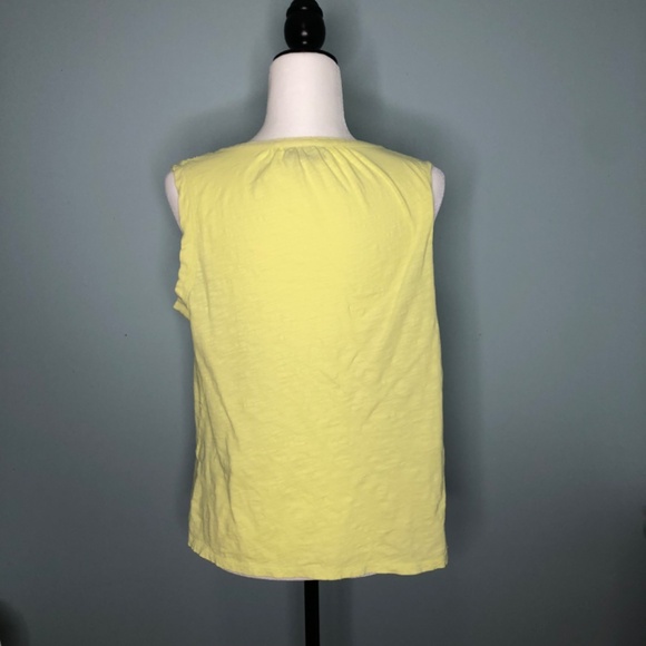 Rafaella Women Top Sz L Pale Lime Yellow Shirt Lace Sleeveless - Picture 5 of 8